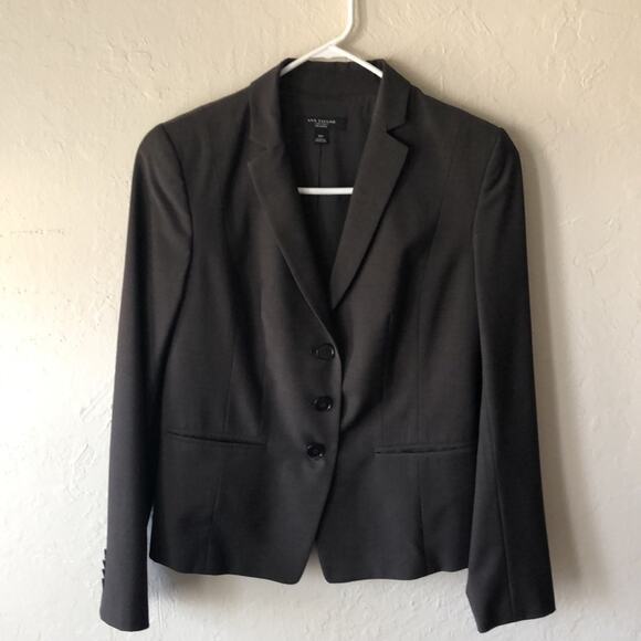 Ann Taylor Brown Tropical Wool Jacket Sz 4P - Picture 2 of 5